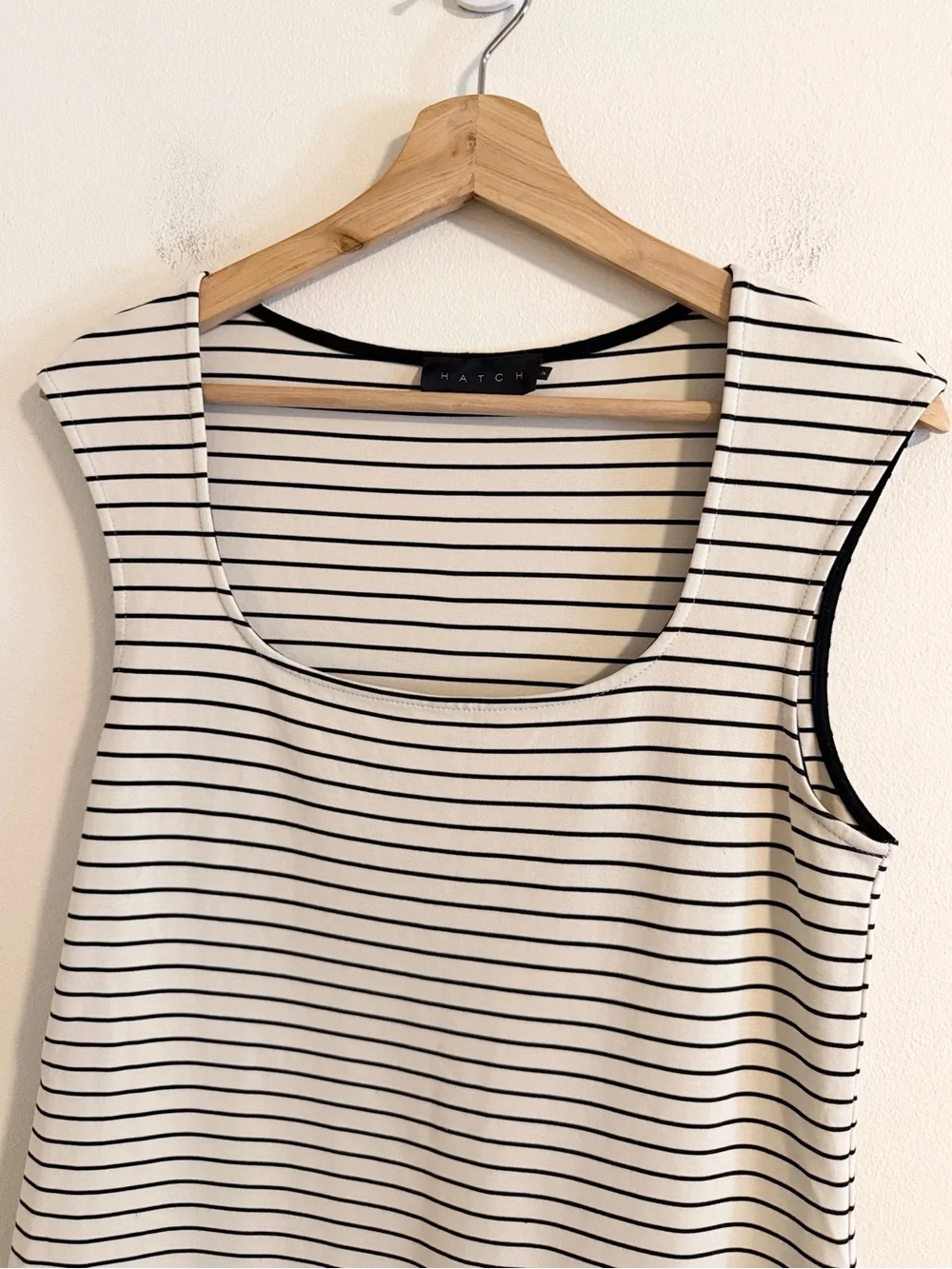 Hatch The Janelle Maternity Dress Women's Medium Striped Bodycon Ivory Black